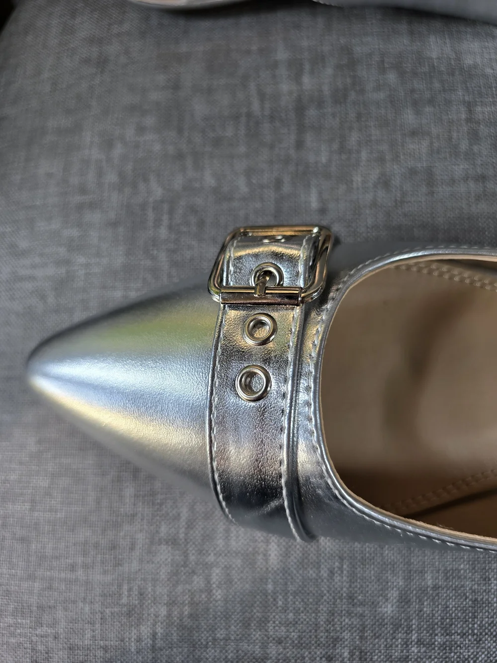 TOP Moda 'Garner' Metallic Silver Buckle Slingback Flats